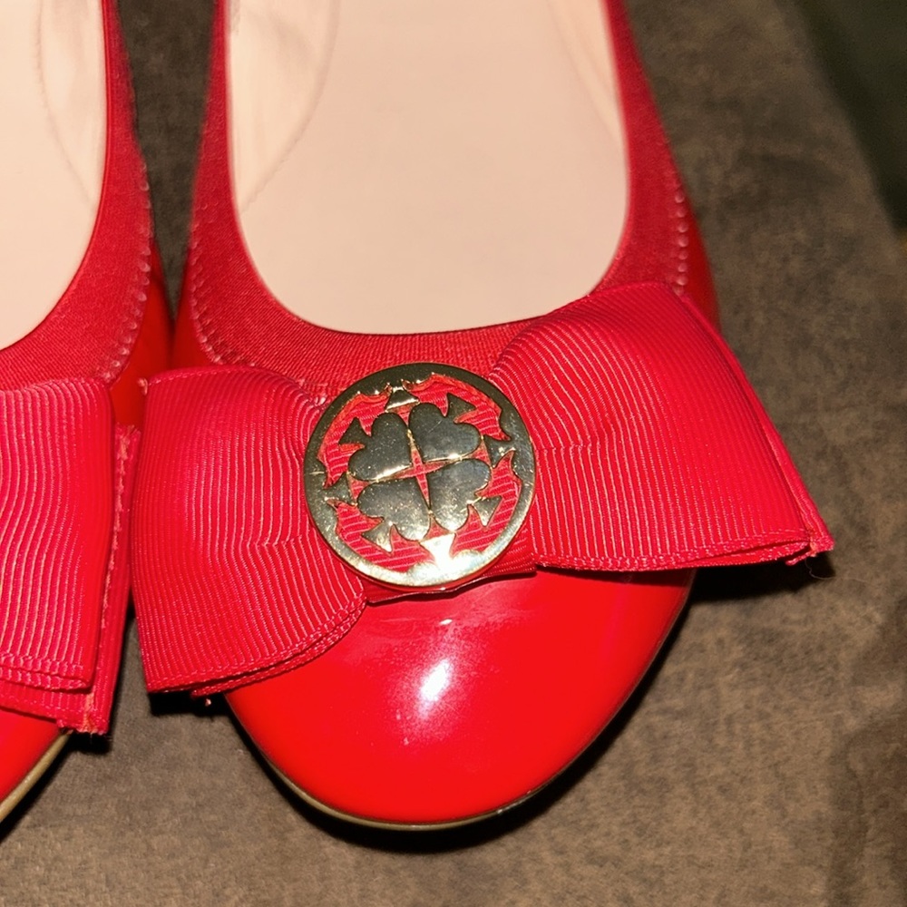 New Kate Spade ♠️ red Ballerina Flats with front bow - Picture 3 of 12